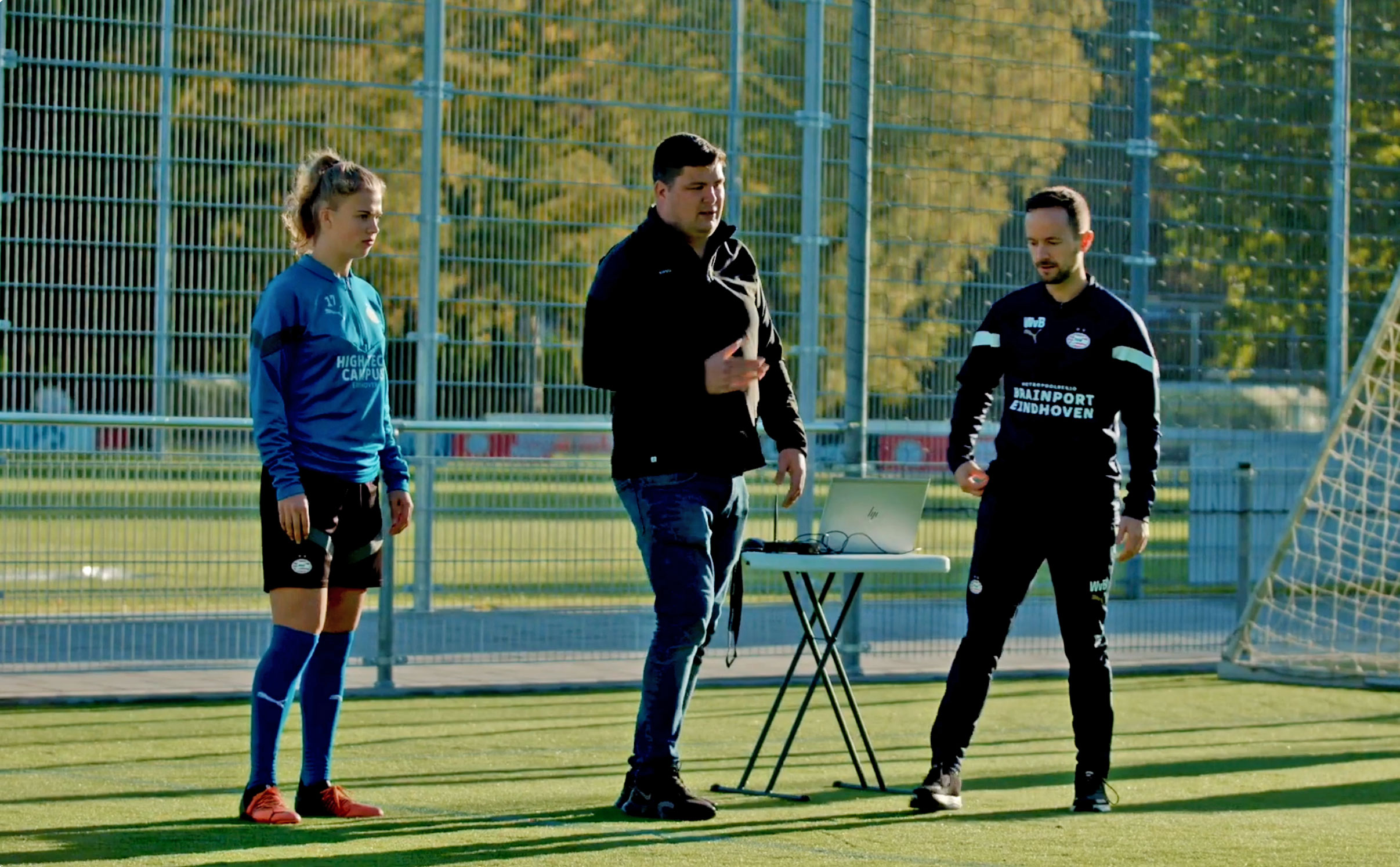 Athletes training and testing turf