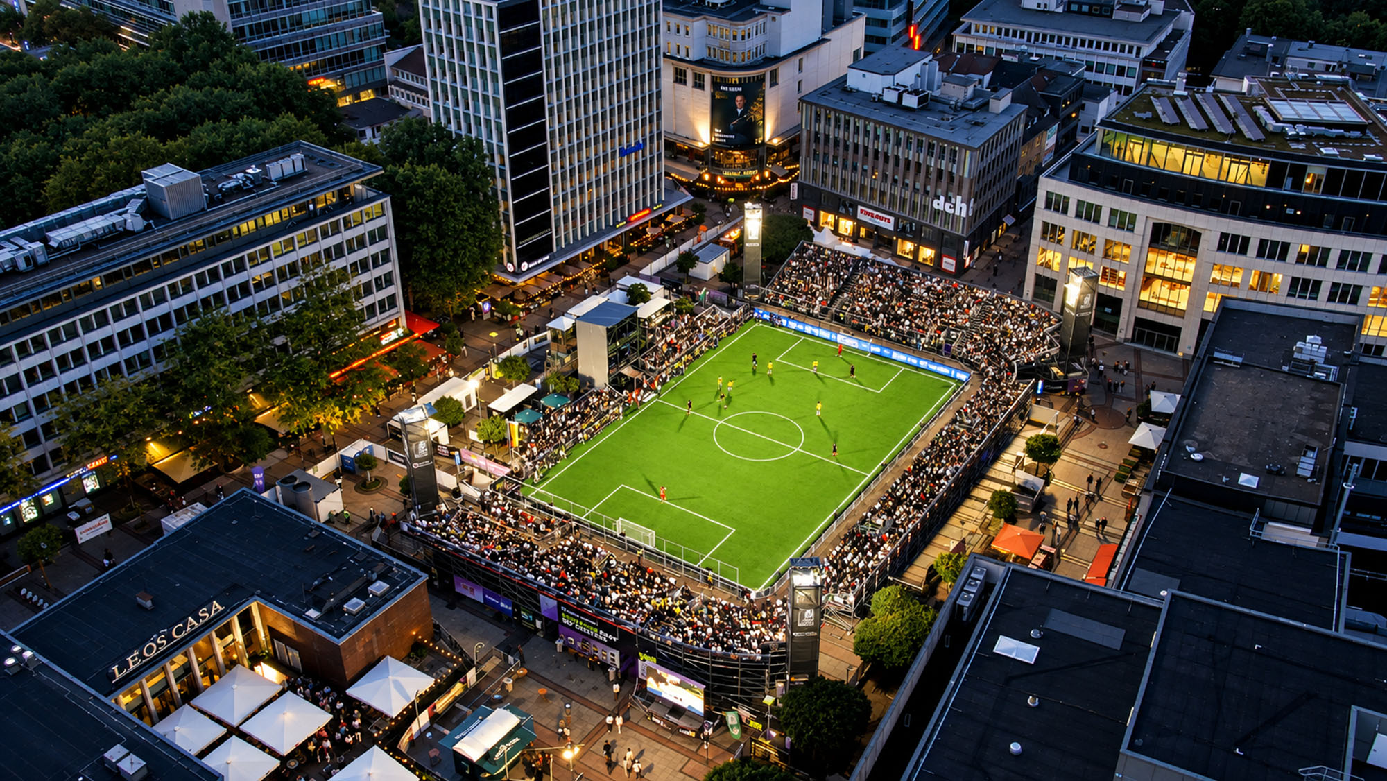 A temporary football pitch in the heart of Essen, Germany